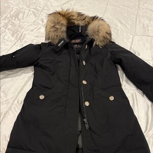 Woolrich Black Parka with Fur Hood